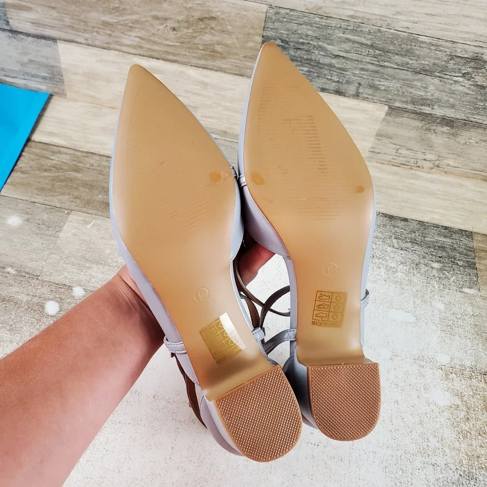 Journee Collection Galvinn Womens Crisscross Pump Sz 9 Light Blue Vegan Leather